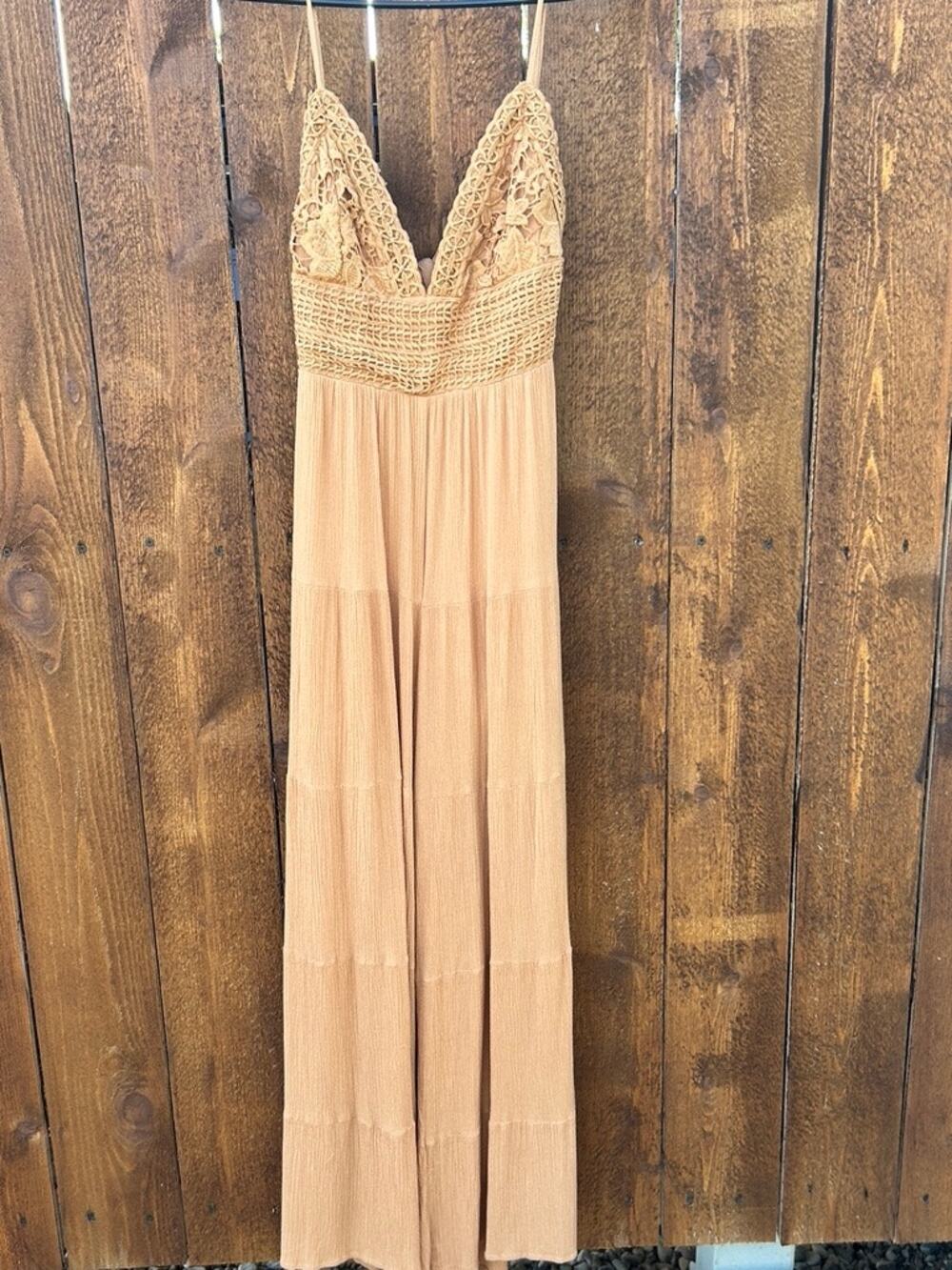 Illa Illa Anthropologie Crochet Wide Leg Jumpsuit Romper Mocha Size Small